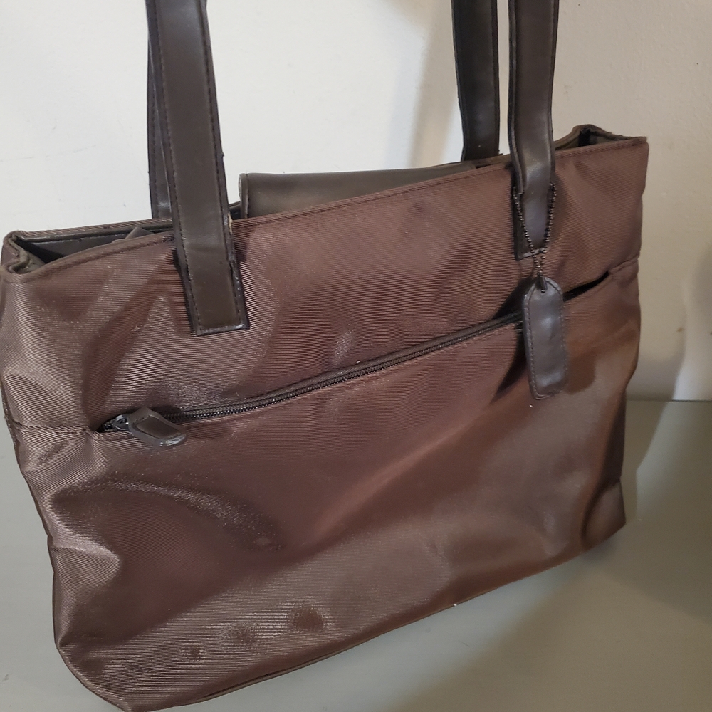 Vintage GH Bass Traveler Tote Bag Olive Green Interior Zip Top Shoulder Straps - Picture 1 of 10